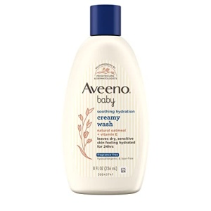 Aveeno Baby Soothing Hydration Creamy Body Wash with Natural Oatmeal, Baby Bath Wash for Dry & Sensitive Skin, Hypoallergenic, Fragrance-, Paraben- & Tear-Free Formula, 8 fl. oz